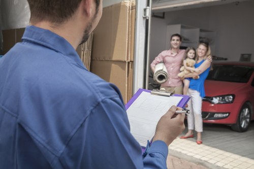 Professional team loading furniture during a Millhill collection